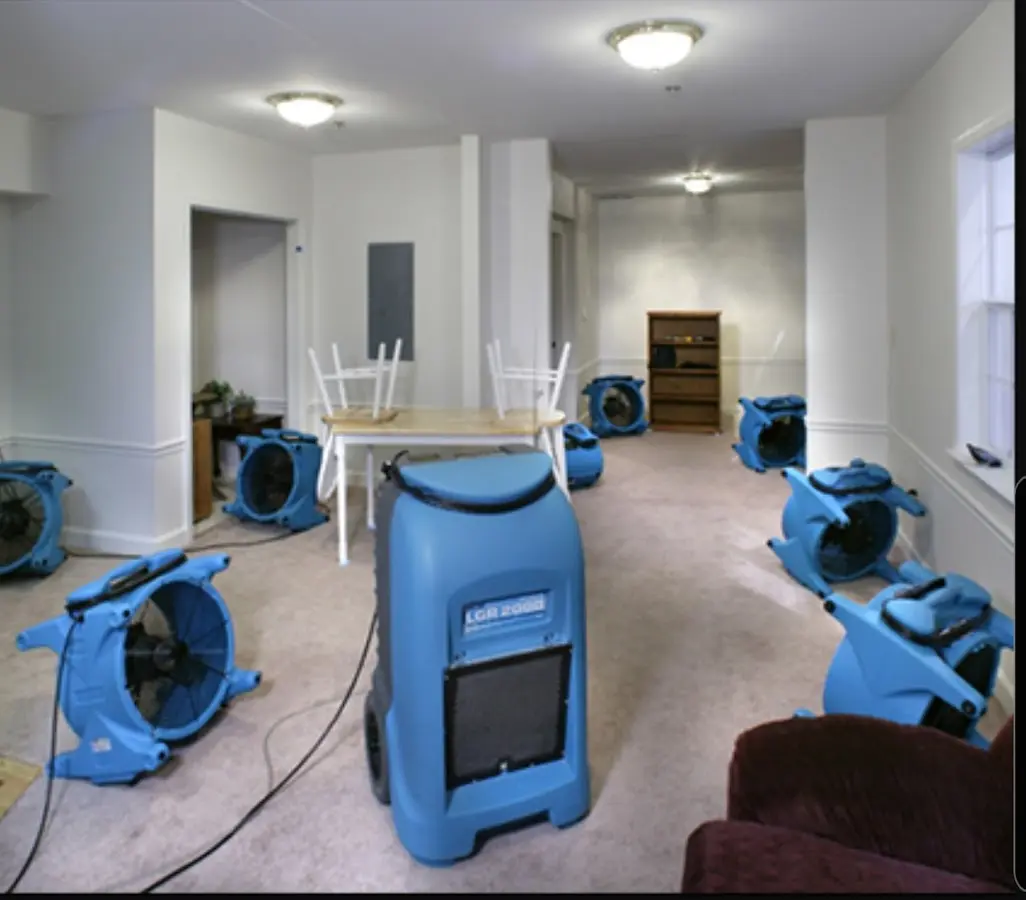 Air movers and dehumidifier setup for Water Extraction & Removal in Owatonna